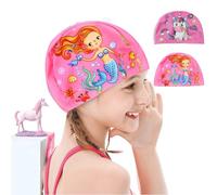 Bonnet de Bain Licornes et sirènes pour Enfants, Bonnet de Bain élastique pour Filles pour Cheveux Longs et Courts, Bonnet de Bain pour Enfants de 4 à 10 Ans