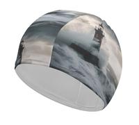 Bonnet de bain Lighthouse in Storm - Haute élasticité - Pour homme et femme - Durable et imperméable - Garde les cheveux au sec - Parfait pour la piscine, la plage, la natation
