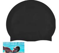 Bonnet de Bain LiJuanWang, Silicone, Noir, 20 cm x 19 cm, Protection Oreille 3D, Bonnets de Natation pour Femmes et Hommes, Adulte