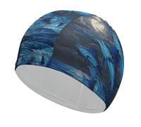 Bonnet de Bain Marlin Fish Ocean Waves Moonlight pour Femmes et Hommes, antidérapant, pour Cheveux Longs ou Courts.