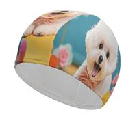 Bonnet de bain mignon pour chien frisé - Haute élasticité - Convient aux cheveux longs et courts - Confortable - Grand bonnet de douche pour réduire la traînée et protéger les poils
