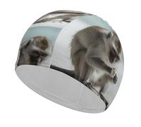 Bonnet de bain Monkey on the Ground - Haute élasticité - Pour homme et femme - Durable - Imperméable - Garde les cheveux au sec - Parfait pour la piscine, la plage, la natation sur les genoux