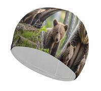 Bonnet de bain Mother Bear Cubs - Bonnet de douche confortable pour réduire la traînée et protéger les cheveux - Durable et souple - Élastique - Garde la coiffure inchangée pour homme et femme