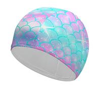 Bonnet de Bain Motif sirène Kawaii, pour Femmes et Hommes, Cheveux Longs, Bonnet de Bain pour la Natation