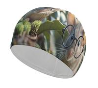 Bonnet de bain motif souris d'Inde avec lunettes - Bonnet de douche confortable pour réduire la traînée et protéger les cheveux - Durable et souple - Élastique - Garde la coiffure inchangée pour homme