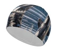 Bonnet de Bain Orca Killer Whale, très élastique, imperméable, pour Femmes et Hommes. Garde Les Cheveux au Sec. Idéal pour la Piscine, la Plage et la Natation en Longueur.