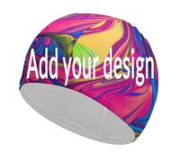 Bonnet De Bain Personnalisé avec Photo pour Unisexe - Bonnet De Bain Classique,Confortable,Doux Et Élastique avec Votre Texte/Logo,Grande Version,Bonnet De Plongée Élastique pour Cheveux Longs Et