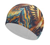 Bonnet de bain Phoenix Fire and Water - Bonnet de douche confortable pour réduire la traînée et protéger les cheveux - Durable et souple - Élastique - Garde la coiffure inchangée pour homme et femme