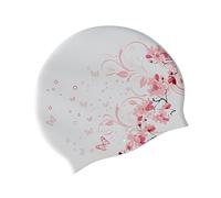 Bonnet de bain pour femme à cheveux longs - En silicone imperméable avec motif floral - Antidérapant et confortable - Bonnet de natation pour femme avec HAA court et long