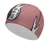Bonnet de bain pour guitare basse instruments de musique haute élasticité adapté aux cheveux longs et courts Bonnet de douche confortable pour réduire la traînée et protéger les cheveux