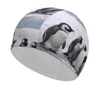 Bonnet de bain pour jeunes pingouins avec neige, bonnet de bain haute élasticité pour homme et femme, durable, imperméable, garde les cheveux au sec, parfait pour la piscine, la plage, la natation