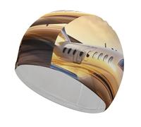 Bonnet de bain Private Avion pour adulte, bonnet de bain en tissu élastique, bonnet de bain confortable pour cheveux longs et courts