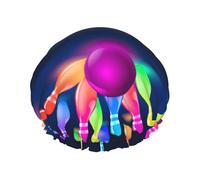 Bonnet de bain réutilisable imprimé boules de bowling, couvre-cheveux double couche pour cheveux longs et épais, couvre-chef de 27 cm