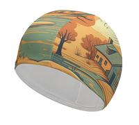 Bonnet de bain River in Front of House pour adultes, femmes et hommes, chapeau de piscine léger et extensible, bonnet de bain pour piscine, plage, natation, protection des cheveux et oreilles de surf