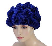 Bonnet De Bain Rose,Bonnet De Bain Fleur,Gorro Piscina Bonnet Bain Bleu,Flower Swim L Hair Swimming Women Adult Kids Retro Floral Petal Swimming Hats Fashion Elaic L Hair Swim Bathing (Blue)