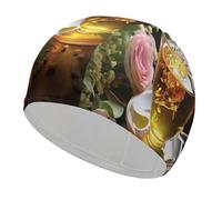 Bonnet de bain tasse de thé haute élasticité pour cheveux longs et courts confortable pour réduire la traînée et protéger les cheveux