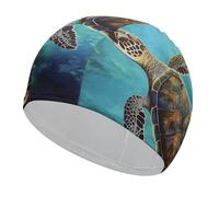 Bonnet de bain tortue de mer pour adultes, femmes et hommes, chapeau de piscine léger et extensible, bonnet de natation pour piscine, plage, natation, surf, protection des cheveux et oreilles