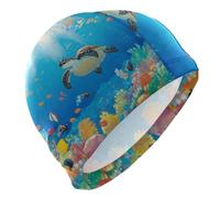 Bonnet de bain tortue poisson animal marin pour cheveux courts chauves bonnets de bain imperméables pour femme Protection des cheveux et réduction de la traînée gorra para nadar de mujer