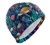 Bonnet de bain tortue poisson dessin animé océan pour femme cheveux courts imperméable protection des cheveux et réduction de la traînée gorros para nadar en piscina mujer
