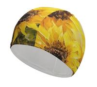 Bonnet de bain tournesols jaunes, bonnet de bain haute élasticité pour homme et femme, durable, imperméable, garde les cheveux au sec, parfait pour la piscine, la plage, la natation sur les genoux