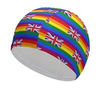 Bonnet de Bain Unisexe aux Couleurs de l'arc-en-Ciel LGBT du Royaume-Uni, pour Femmes et Hommes, Cheveux Courts et Longs.