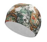 Bonnet de Bain Unisexe aux Couleurs du Drapeau Italien et des Armoiries, pour Femmes et Hommes, Cheveux Courts et Longs.