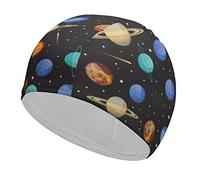 Bonnet de Bain Unisexe planètes et étoiles du système Solaire, pour Cheveux Courts et Longs, pour Femmes et Hommes, Chapeaux de Bain de Piscine, Design imprimé