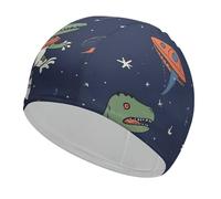 Bonnet de bain unisexe pour adulte, motif astronaute, dinosaure, fusée, antidérapant, confortable, durable, facile à mettre et à enlever, imperméable, garde les cheveux au sec