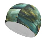 Bonnet de bain View of Fantasy River Champignon, haute élasticité pour homme et femme, durable, imperméable, garde les cheveux au sec, parfait pour la piscine, la plage, la natation sur les genoux