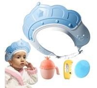 Bonnet de bain, visière de bain avec jauge de température de l'eau et tasse de shampooing, capuchon de sécurité avec brosse de shampooing pour laver la tête des cheveux