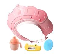 Bonnet de bain | Visière de tête de bain avec jauge de température d'eau et tasse de shampooing | Bonnet de shampooing avec brosse à shampooing, protège les oreilles et les yeux
