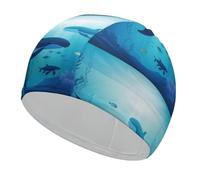 Bonnet de bain Whales Under The Sea pour adulte, tissu élastique, bonnet de bain confortable pour cheveux longs et courts