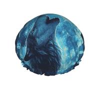 Bonnet de bain Wolf Howl Under the Moon, réutilisable, imperméable, double protection pour les cheveux