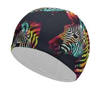 Bonnet de bain zèbre arc-en-ciel coloré, bonnet de bain haute élasticité pour homme et femme, durable, imperméable, garde les cheveux au sec, parfait pour la piscine, la plage, la natation sur les