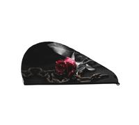 Bonnet de cheveux secs en velours corail avec roses noires gothiques pour femme - Pratique pour la maison, les voyages et les fêtes à la piscine. Parfaitement pensé