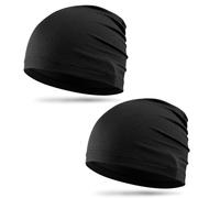 Bonnet de Course, 2pcs Skull Caps, Bonnet de Course Sport Homme Femme, Bonnets de Cyclisme, Idéale pour la Course à Pied, Le Ski, Le Cyclisme, l'Alpinisme, Le Fitness et Autres Sports (2 Noirs)