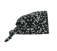 Bonnet de cuisine réglable avec motif léopard noir et blanc, Noir , Taille unique
