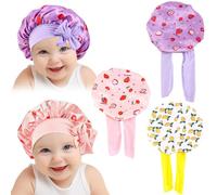 Bonnet de Douche, 3 Pieces, Bonnets de Douche Réutilisable de Enfant, avec Élastique, pour Les Femmes Filles de Douche Spa Salon, Fraise Dent de Sang, Fraise Violette, Mangue Blanche