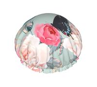 Bonnet de douche à double bande élastique étanche avec oreilles à volants pour cuisine résistant à l'huile Peut être réutilisé