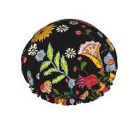 Bonnet de douche à double bande élastique étanche avec oreilles à volants pour cuisine résistant à l'huile Peut être réutilisé