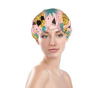 Bonnet de douche à imprimé ananas, imperméable et réutilisable pour les cheveux des femmes, double couche élastique, protection des cheveux
