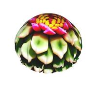 Bonnet de douche à imprimé cactus en fleurs - Bonnet de bain réutilisable, double couche, sangle élastique réglable, essentiel de voyage durable