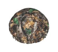 Bonnet de douche à imprimé camouflage Cold Tree pour femme, léger, réutilisable, doux, double couche, étanche, étanche.