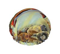 Bonnet de douche à imprimé complet pour homme et femme - Réutilisable, double couche, imperméable, durable, respirant