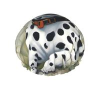 Bonnet de douche à imprimé dalmatien pour femme, léger, réutilisable, doux, double couche, étanche, étanche.
