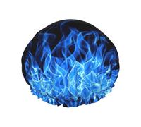 Bonnet de douche à imprimé flamme bleue pour femme, léger, réutilisable, doux, double couche, étanche, étanche.