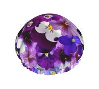 Bonnet de douche à imprimé floral violet pour femme, léger, réutilisable, doux, double couche, étanche, étanche.