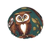 Bonnet de douche à imprimé hibou magique pour femme, léger, réutilisable, doux, double couche, étanche, étanche.
