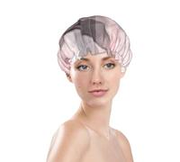 Bonnet de douche à imprimé rose, bonnet de bain imperméable réutilisable pour cheveux de femme, double couche élastique, protection des cheveux