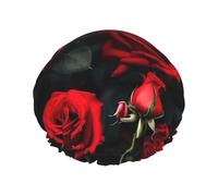 Bonnet de douche à imprimé rose pour femme, léger, réutilisable, doux, double couche imperméable, étanche.